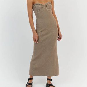 Diish Anika Taupe Knit Maxi Dress